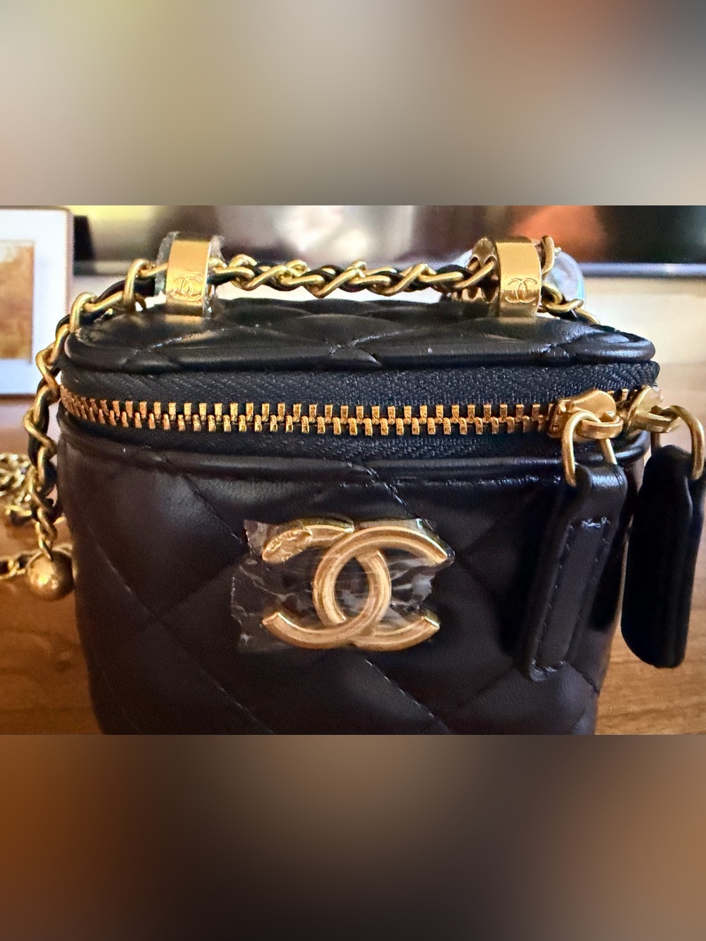 Chanel MAKEUP Black Leather Gold Ball Box Bag w Gold Hardware (SEALED) NEW - Picture 6 of 16